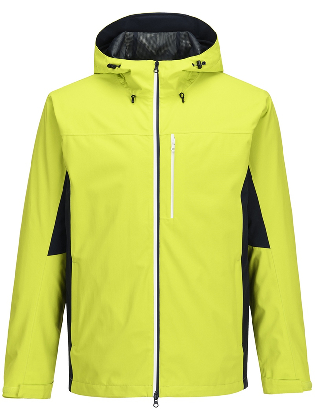 Leichte wasserdichte Herrenjacke mit verbundener Kapuze, versiegelten Bicolor-Reißverschlüssen und Windjacke 