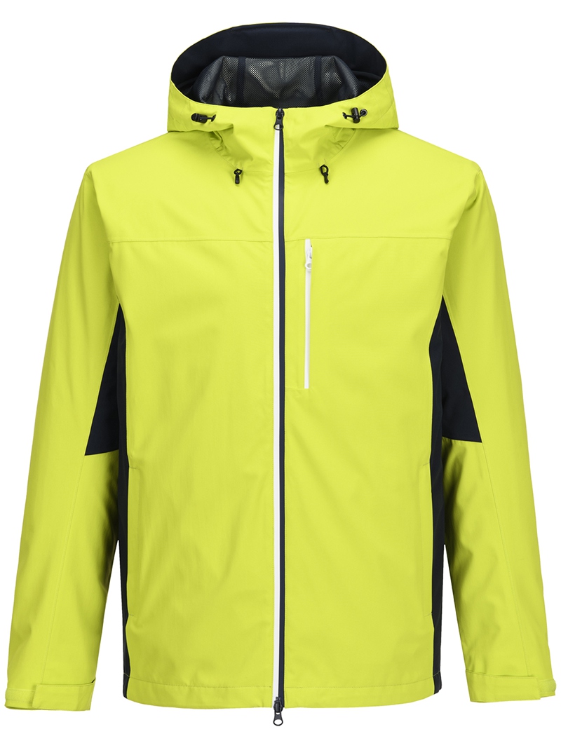 Leichte wasserdichte Herrenjacke mit verbundener Kapuze, versiegelten Bicolor-Reißverschlüssen und Windjacke 