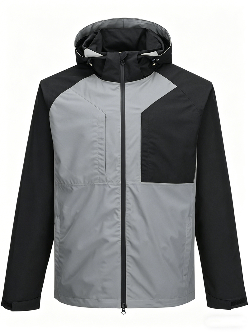 Leichte, wasserdichte Herrenjacke mit abnehmbarer Kapuze und versiegelten Nähten für Outdoor-Camping