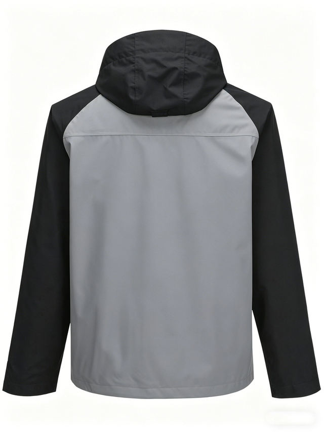 Leichte, wasserdichte Herrenjacke mit abnehmbarer Kapuze und versiegelten Nähten für Outdoor-Camping