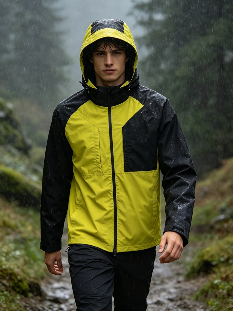 Leichte wasserdichte Herrenjacke mit abnehmbarer Kapuze und versiegelten Outdoor-Windjacken
