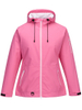 Leichte wasserdichte Damenjacke mit zweifarbigen Reißverschlüssen und verbundenen Kapuzennähten. Regenjacke