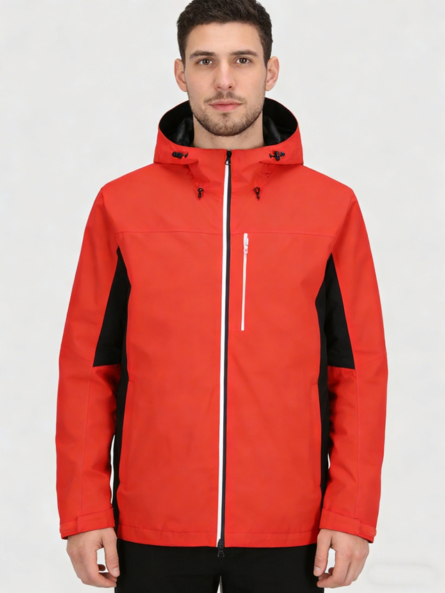 Leichte wasserdichte Herrenjacke mit verbundener Kapuze und verschweißter Outdoor-Wanderbekleidung