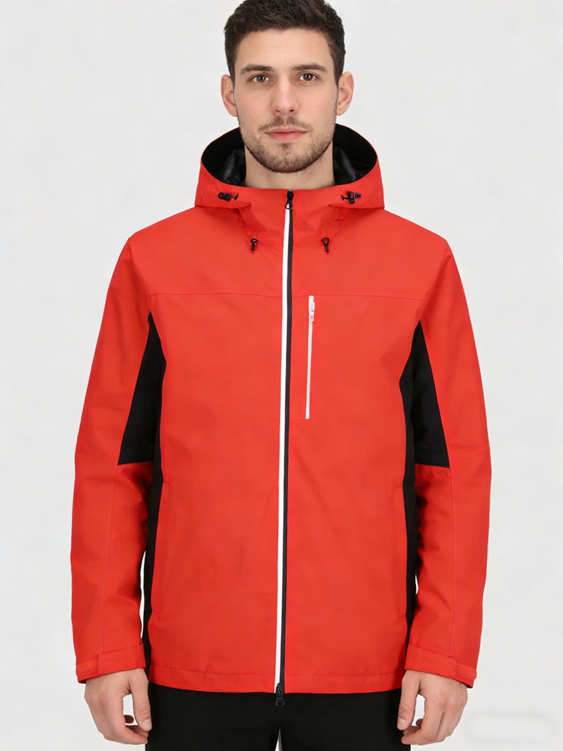 Leichte wasserdichte Herrenjacke mit verbundener Kapuze und verschweißter Outdoor-Wanderbekleidung