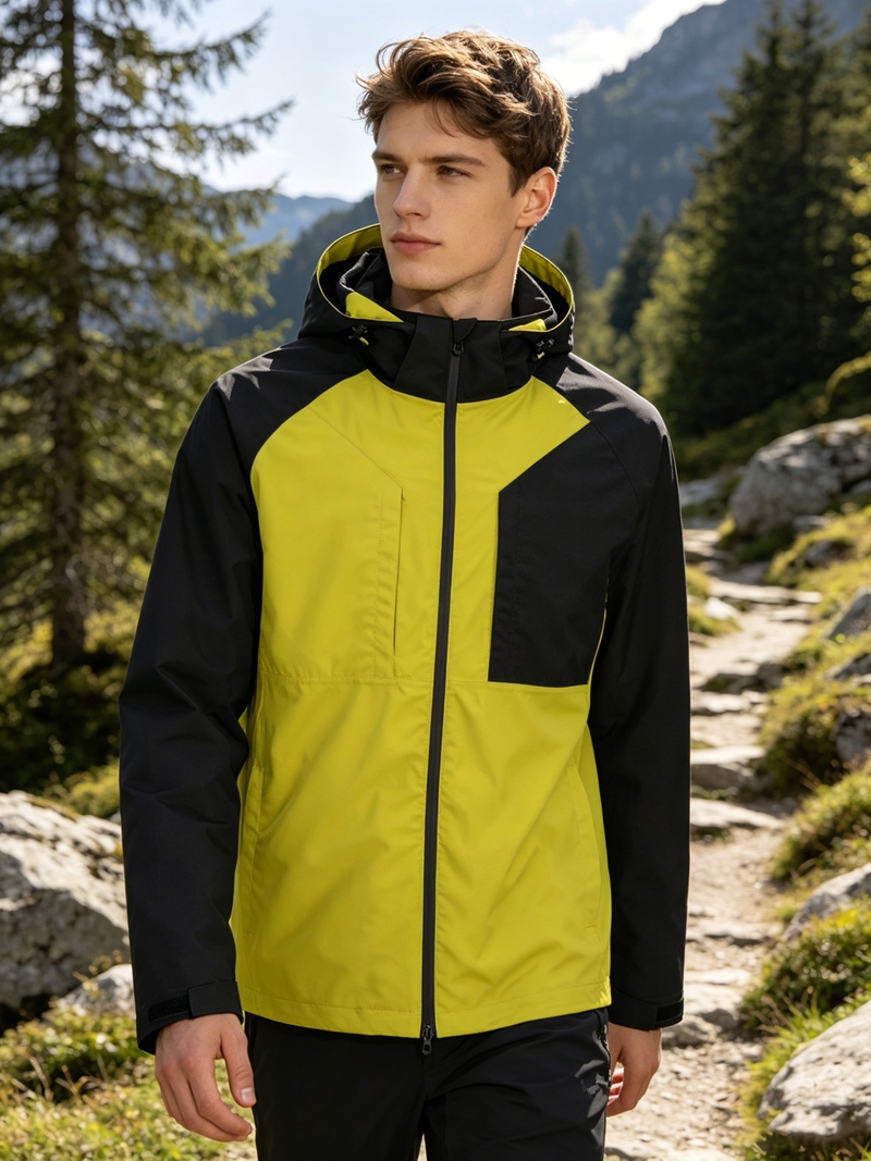 Leichte wasserdichte Herrenjacke mit abnehmbarer Kapuze und versiegelten Outdoor-Windjacken